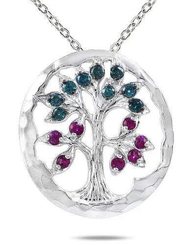 Sselects Ruby And Diamond Tree Of Life Pendant In 10k In Purple