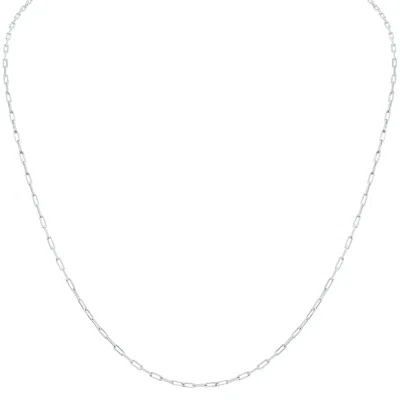 Sselects Silver Rhodium 1.8mm Dainty Diamond Cut Paperclip Necklace With Lobster Clasp - 30 Inch