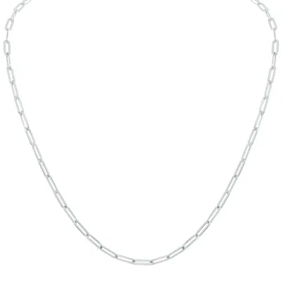 Sselects Silver Rhodium 4mm Flat Paperclip Necklace With Lobster Clasp - 18 Inch