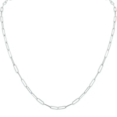 Sselects Silver Rhodium 4mm Flat Paperclip Necklace With Lobster Clasp - 30 Inch