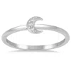 SSELECTS STACKABLE DIAMOND CRESCENT MOON RING IN 14K WHITE GOLD