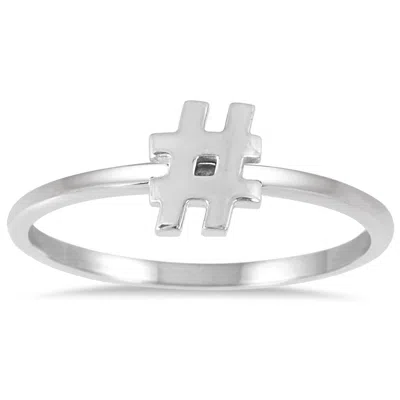 Sselects Stackable Hashtag Ring In 14k White Gold In Silver