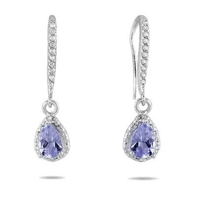 Sselects Tanzanite And Diamond Dangle Earrings In 10k White Gold In Blue