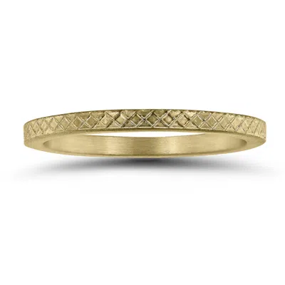 Sselects Thin 1.5mm Cross Cut Wedding Band In 14k Yellow Gold