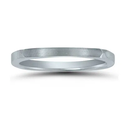 Sselects Thin 1.5mm Four Sided Wedding Band With Matte Finish In 14k White Gold In Silver