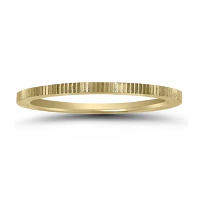 Sselects Thin 1mm Hand Cut Ridged Design Wedding Band In 14k Yellow Gold
