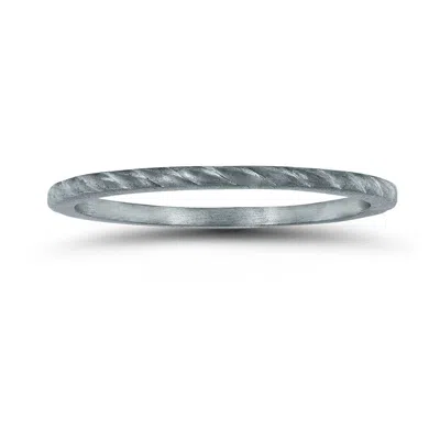 Sselects Thin 1mm Rope Center Wedding Band In 14k White Gold In Neutral