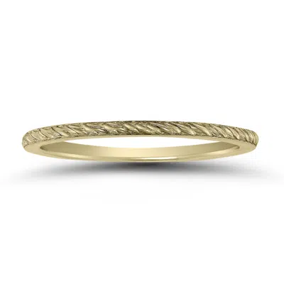 Sselects Thin 1mm Rope Knurl Wedding Band In 14k Yellow Gold