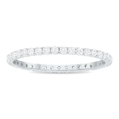 Sselects Women's 1/2 Carat Tw Thin Diamond Eternity Band In 10k White Gold