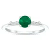 SSELECTS WOMEN'S EMERALD AND DIAMOND SPARKLE RING IN 10K WHITE GOLD
