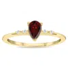 SSELECTS WOMEN'S PEAR SHAPED GARNET AND DIAMOND SPARKLE RING IN 10K YELLOW GOLD