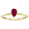 SSELECTS WOMEN'S PEAR SHAPED RUBY AND DIAMOND CLASSIC RING IN 10K YELLOW GOLD