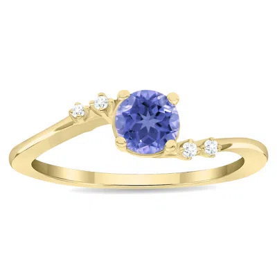 Sselects Women's Round Shaped Tanzanite And Diamond Tierra Ring In 10k Yellow Gold