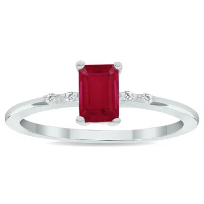 Sselects Women's Ruby And Diamond Sparkle Ring In 10k White Gold