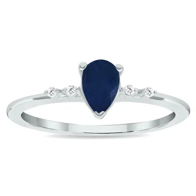 Sselects Women's Sapphire And Diamond Sparkle Ring In 10k White Gold