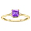 SSELECTS WOMEN'S SQUARE SHAPED AMETHYST AND DIAMOND CLASSIC RING IN 10K YELLOW GOLD