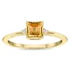 SSELECTS WOMEN'S SQUARE SHAPED CITRINE AND DIAMOND CLASSIC RING IN 10K YELLOW GOLD