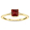 SSELECTS WOMEN'S SQUARE SHAPED GARNET AND DIAMOND CLASSIC RING IN 10K YELLOW GOLD