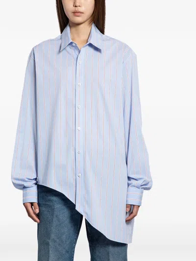 Ssheena Asymmetric Poplin Shirt In Blue