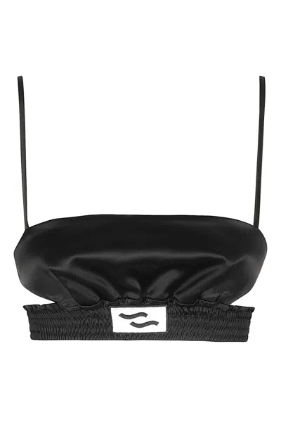 Ssheena Black Satin Sheena Top With Elastic Straps