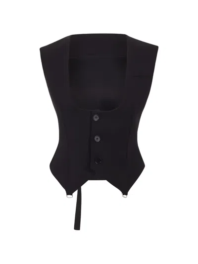 Ssheena Button-up Waistcoat In Black