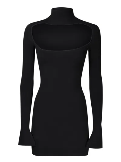 Ssheena Cut-out Front Knit Dress With High Neck In Black
