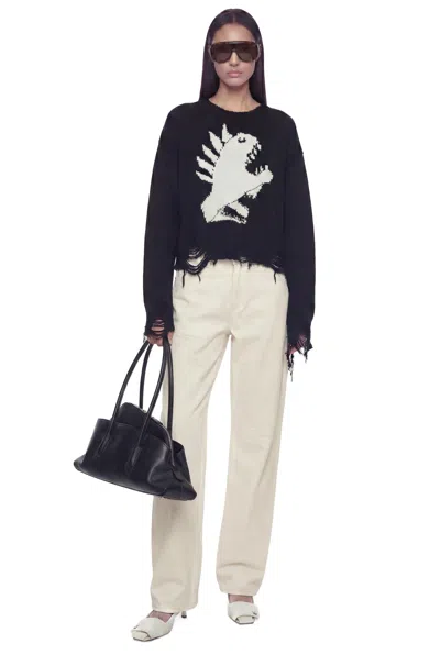 Ssheena Jacquard Intarsia Cropped Sweater In Black