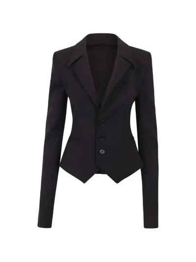 Ssheena Pointed-lapel Split-sleeve Blazer In Black