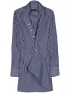Ssheena Poplin Striped Asymmetric Mini Dress In Blue