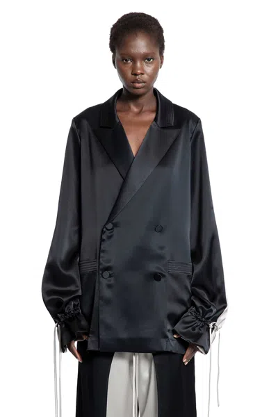 Ssheena Satin Blazer Shirt In Black