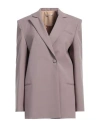 Ssheena Woman Blazer Light Brown Size 8 Polyethylene, Virgin Wool, Elastane In Beige
