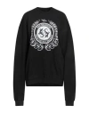 Ssheena Woman Sweatshirt Charcoal Size S Cotton In Black