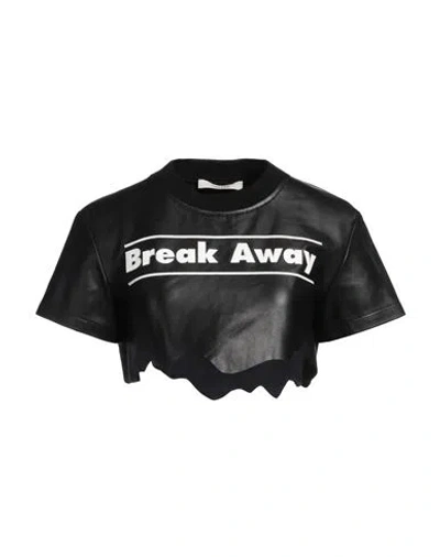 SSHEENA SSHEENA WOMAN TOP BLACK SIZE 6 LEATHER