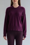Sskein Crew Neck Boxy Pullover In Aubergine