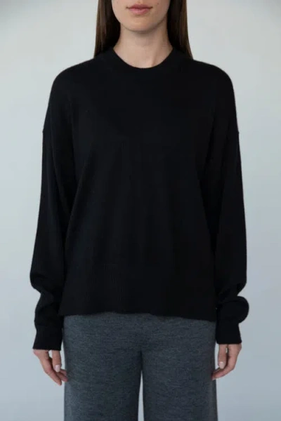 Sskein Crew Neck Boxy Pullover In Black