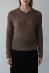 Sskein Lacey Pointelle Pullover In Brown