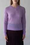 Sskein Lacey Pointelle Pullover In Purple