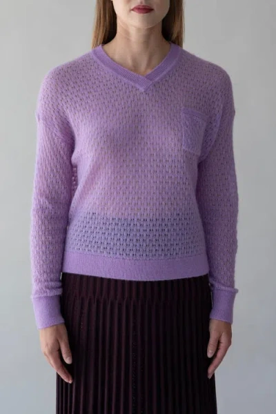 Sskein Lacey Pointelle Pullover In Purple