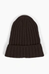 Sskein Ribbed Beanie In Brown Heather