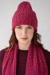 Sskein Ribbed Beanie In Magenta Marl