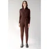 Sskein Wrap Neck Jumpsuit In Mahogany In Brown