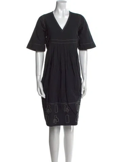 Pre-owned Ssone V-neck Knee-length Dress In Black