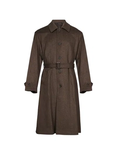 Ssstein Belted Button-up Coat In Brown