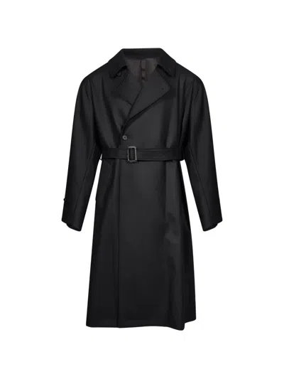 Ssstein Belted Double-breasted Coat In Black