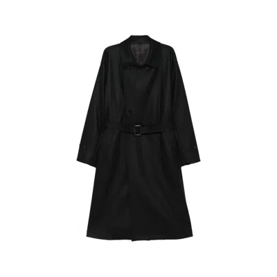 Ssstein Belted Double-breasted Coat In Black