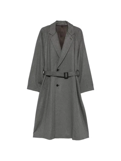 Ssstein Belted Double-breasted Coat In Brown