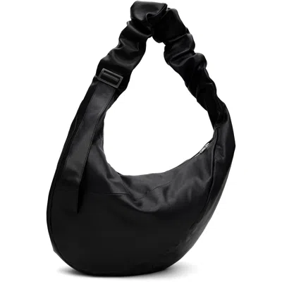 Ssstein Black Goat Leather Twist Shoulder Bag