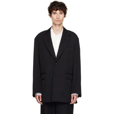 Ssstein Black Oversized Single Breasted Long Blazer