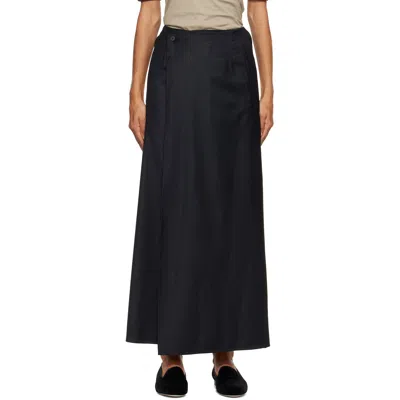 Ssstein Black Wool & Silk Wrap Maxi Skirt