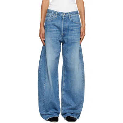 Ssstein Blue Deformation Wide Denim Jeans In Purple